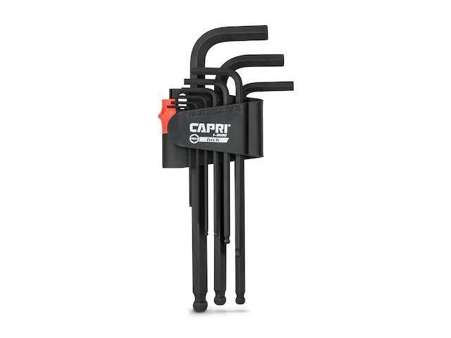 capri tools hex key wrench set, long arm ballpoint end, sae, premium s2 steel
