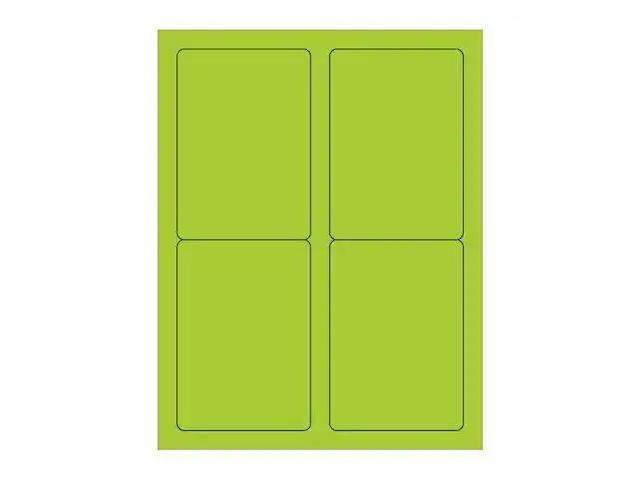 TAPE LOGIC LL176GN Rectangle Laser Labels, 3 1/2' x 5', Fluorescent Green, PK400