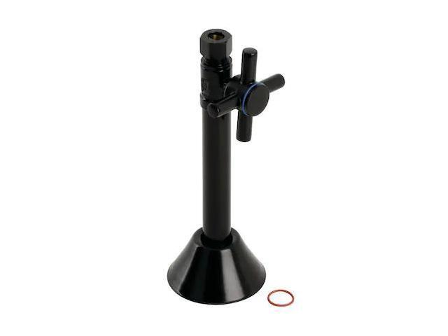 Kingston Brass CC83250DX Concord 1/2' Sweat x 3/8' O. D. Comp Straight Shut Off Valve with 5' Extension, Matte Black