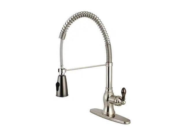 Gourmetier GS8898DKL Kaiser Single-Handle Pre-Rinse Kitchen Faucet, Brushed Nickel/Black Stainless Steel