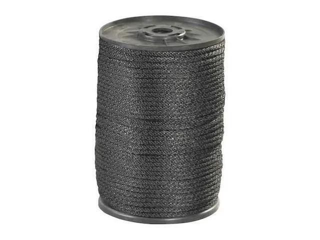 PARTNERS BRAND TWR117 Solid Braided Nylon Rope, 1/8', 320 lb, Black, 500'/Case
