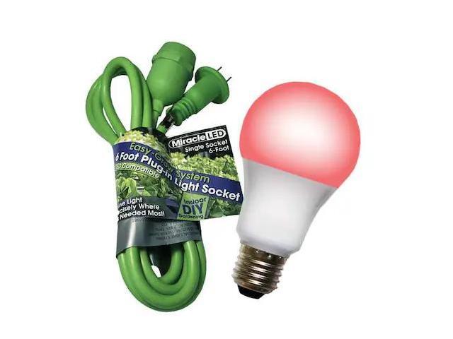 MIRACLE LED 602250 Single Socket Grow Light Cord System & LED Red Spectrum Grow