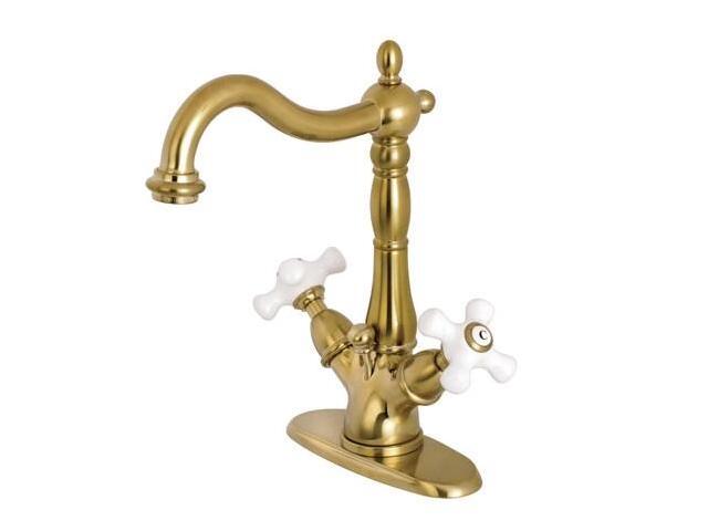 Kingston Brass KS1437PX 4 in. Centerset Bathroom Faucet, Brushed Brass