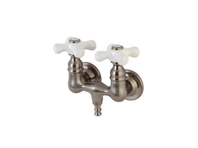 KINGSTON BRASS AE39T8 Wall-Mount Clawfoot Tub Faucet, Brushed Nickel, Tub Wall