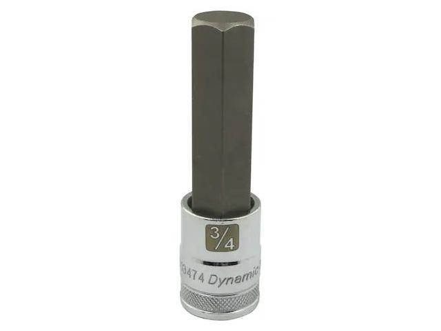 DYNAMIC D013474 Tools 1/2' Drive SAE Hex Head, 3/4' Long Bit, Chrome Finish