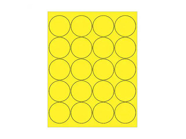 TAPE LOGIC LL197YE Circle Laser Labels, 2', Fluorescent Yellow, PK2000