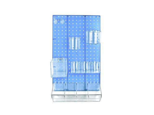 AZAR DISPLAYS 900942-BLU 12-Piece Blue Pegboard Organizer Kit with 1 Panel and