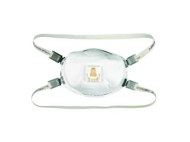3M 8233 Disposable Respirator, N100, Molded, Dual, Adjustable, Metal Nose Clip,