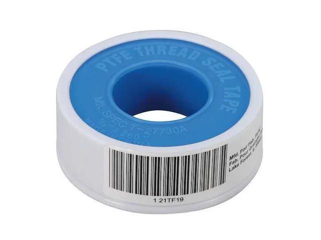ZORO SELECT 21TF19 Thread Sealant Tape, 1/2 in W x 21 ft L, 8.5 mil Thick,