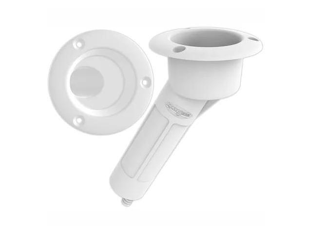 Mate Series Plastic 30° Rod & Cup Holder - Drain - Round Top - White