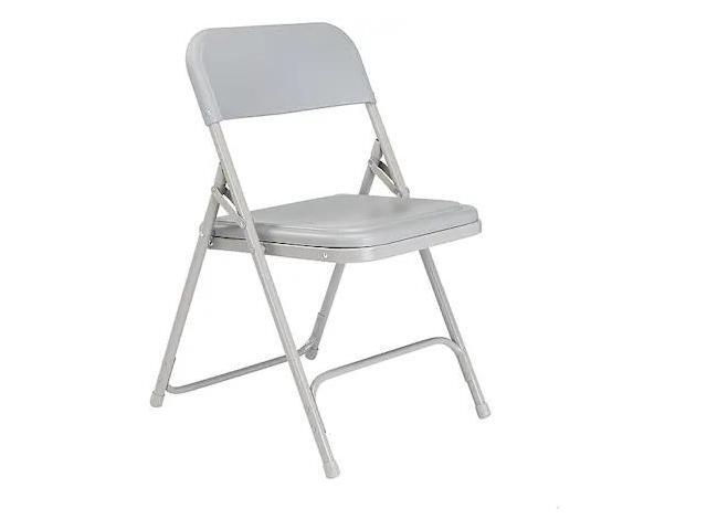 NATIONAL PUBLIC SEATING 802 Folding Chair, Plastic, Gray,PK4