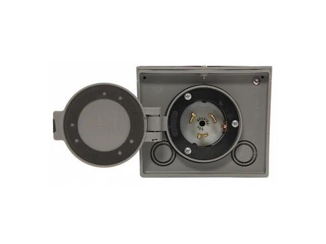 Generac 6341 50 Amp Twistlock Non-Metallic Power Inlet Box with Flip Lid, Power Inlet Box