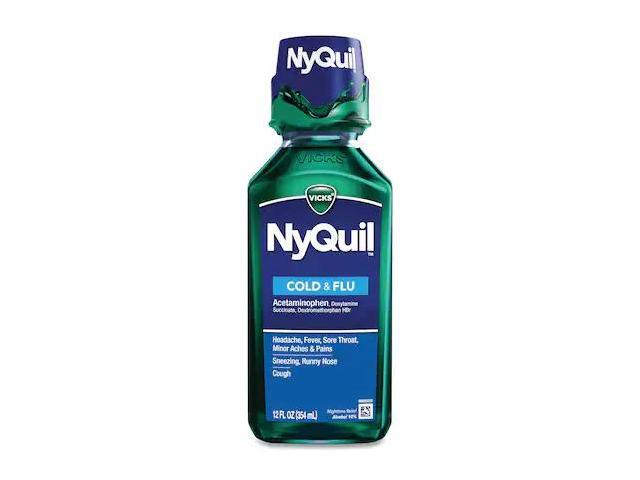 VICKS 01426 NyQuil Cold & Flu Nighttime Liquid, 12 oz Bottle, PK12
