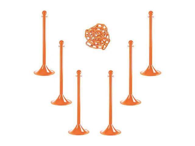 MR CHAIN 71012-6 Barrier Post Kit,41' H,Safety Orange