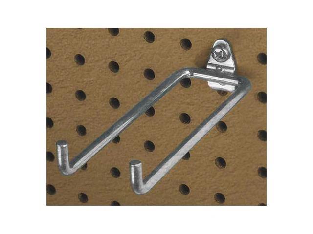 DuraHook 5-3/4 In. Double Rod 80 Degree Bend 1/4 In. Dia. Zinc Plated Steel Pegboard Hook for DuraBoard, 10 Pack