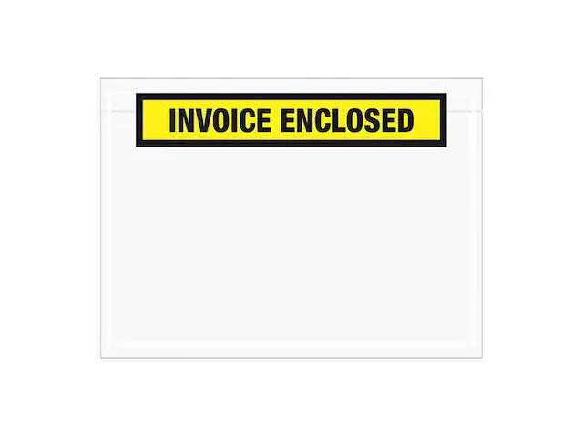TAPE LOGIC PL528 'Invoice Enclosed' Envelopes, 7 1/2' x 5 1/2', Yellow, PK1000