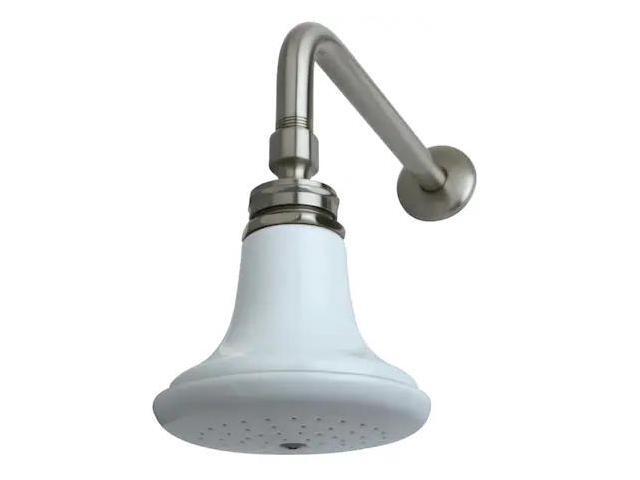 Kingston Brass P50SNCK Victorian Ceramic Showerhead with 12' Shower Arm Combo, Brushed Nickel