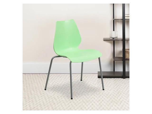 5 Pk. HERCULES Series 770 lb. Capacity Green Stack Chair with Lumbar Support and Silver Frame