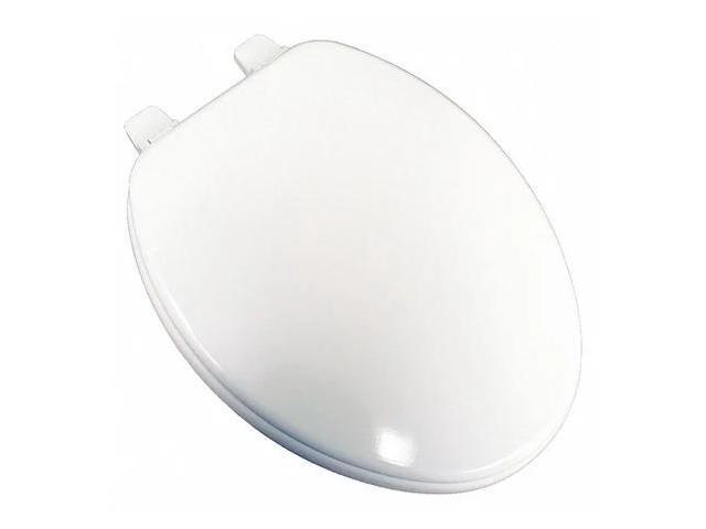 JONES STEPHENS U004WD00 Utility Grd Molded Wood Seat,Wht,Elongtd With Cover,