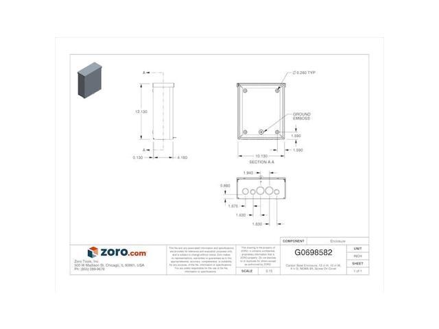 Wiegmann Enclosure Gray ANSI 61 Polyester Powder Includes Screws RSC101204