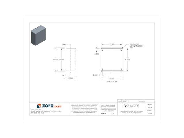 WIEGMANN RHC303012 Padlockable Hasp Electrical Enclosures, 30 in H, 12 in D, 30