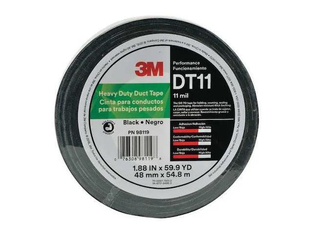 3M DT11 Duct Tape, Black, 60 yd L, 1-7/8 in W