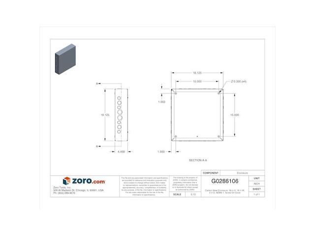 WIEGMANN SC181804 Captive Screws Electrical Enclosures, 18 in H, 4 in D, 18 in