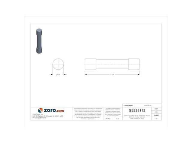 EATON BUSSMANN MDL-6-1/4-R Glass Fuse, 6.25A, 10kA at 125V AC, 200A at 250V AC,