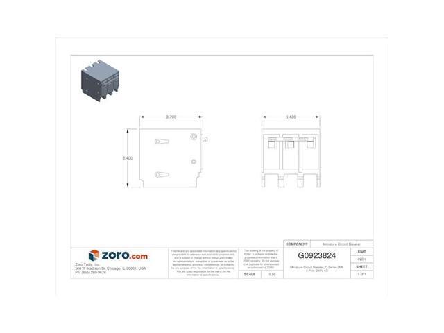 SIEMENS Q320 Miniature Circuit Breaker, Q Series, 20A, 3 Pole, 240V AC, 10kA at