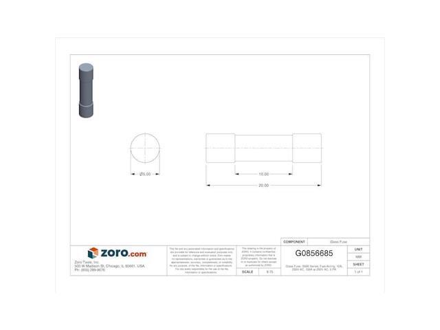 EATON BUSSMANN S500-10-R Glass Fuse, 10A, 100A at 250V AC, 5 PK
