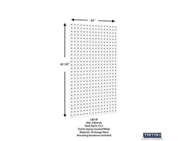 Triton Products LB2-Kit White Epoxy 18 Gauge Steel Square Hole Pegboards