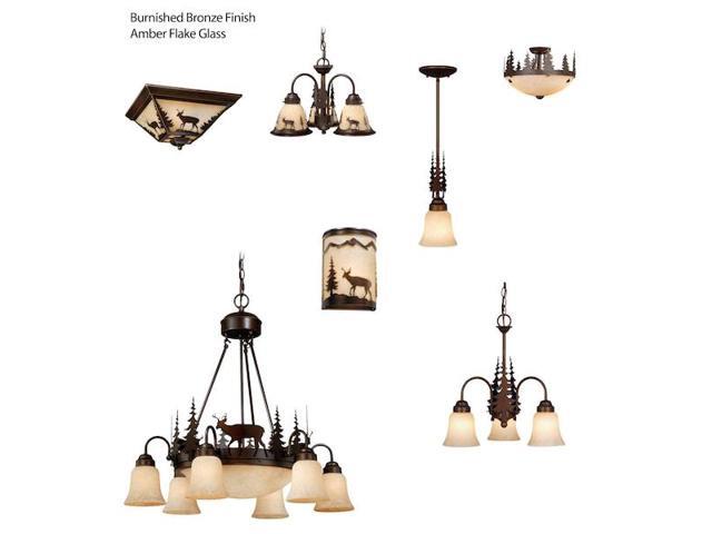 VAXCEL CH55406BBZ Bryce 9 Light Bronze Rustic Deer Chandelier
