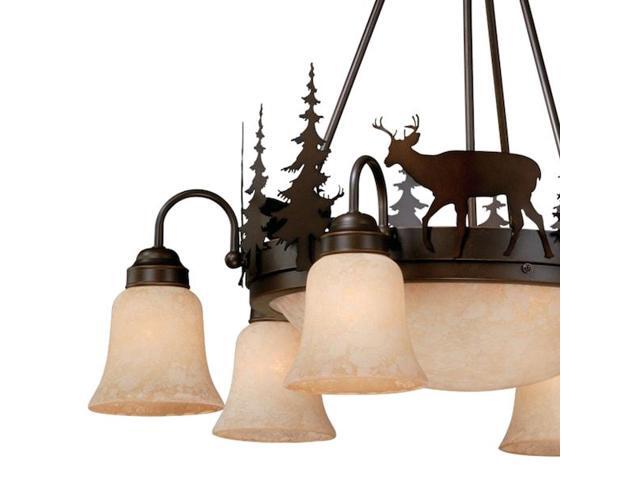 VAXCEL CH55406BBZ Bryce 9 Light Bronze Rustic Deer Chandelier