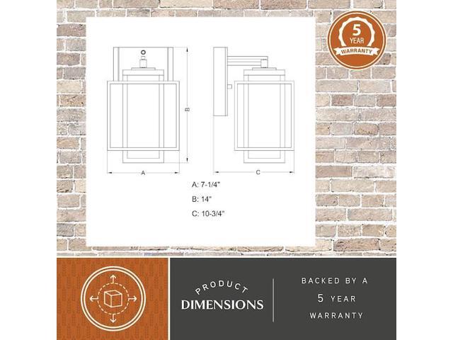 VAXCEL T0467 Hyde Park 1 Light Dusk to Dawn Bronze Mission Outdoor Wall Lantern