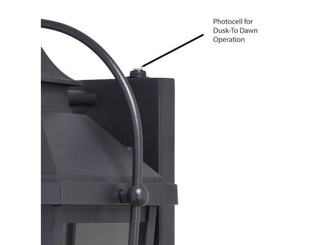 VAXCEL T0540 Lexington 1 Light Dusk to Dawn Black Outdoor Wall Lantern Clear