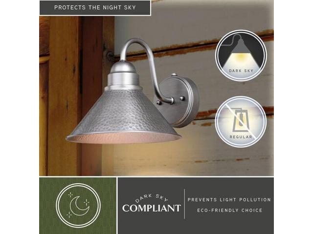 VAXCEL T0490 Outland 1 Light Dusk to Dawn Pewter Farmhouse Barn Dome Outdoor