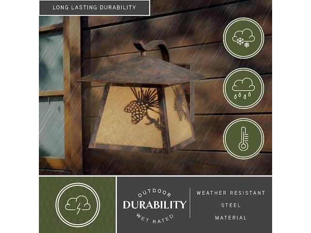 Whitebark 1 Light Bronze Rustic Pinecone Outdoor Wall Lantern Amber Glass