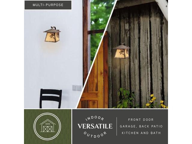 Whitebark 1 Light Bronze Rustic Pinecone Outdoor Wall Lantern Amber Glass
