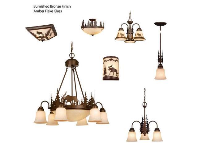 VAXCEL CH55606BBZ Yellowstone 9 Light Bronze Rustic Moose Chandelier