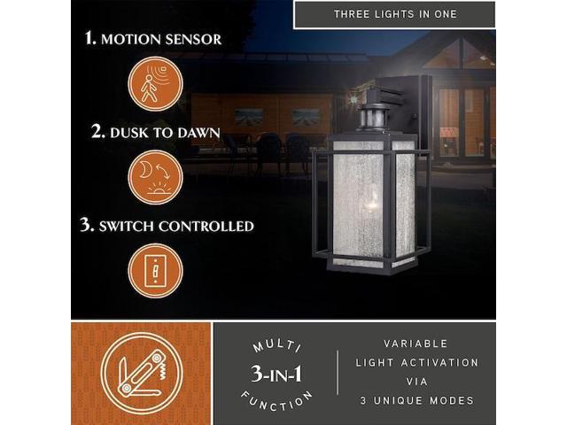 VAXCEL T0469 Hyde Bronze Motion Sensor Dusk to Dawn Outdoor Mission Wall Light