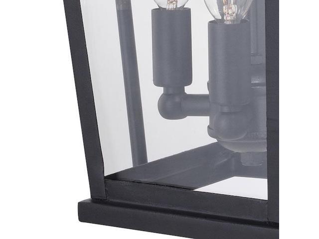 VAXCEL T0539 Lexington 3 Light Dusk to Dawn Black Outdoor Wall Lantern Clear