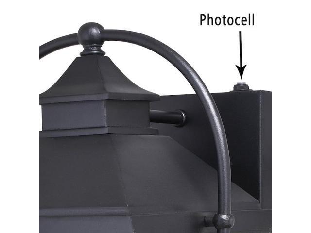 VAXCEL T0539 Lexington 3 Light Dusk to Dawn Black Outdoor Wall Lantern Clear
