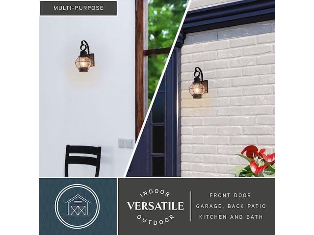 Chatham 1 Light Black Coastal Outdoor Wall Lantern Clear Glass