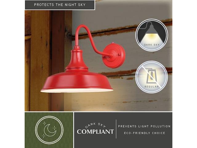 VAXCEL T0487 Dorado 1 Light Dusk to Dawn Red White Farmhouse Barn Dome Outdoor