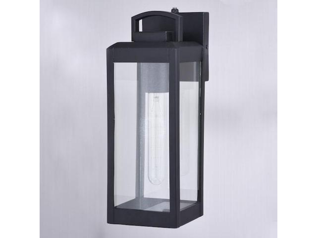VAXCEL T0566 Kinzie 1 Light Dusk to Dawn Black Outdoor Wall Lantern Clear Glass