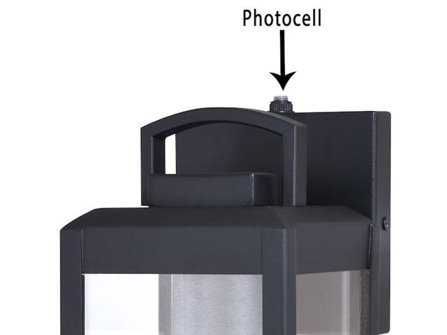 VAXCEL T0566 Kinzie 1 Light Dusk to Dawn Black Outdoor Wall Lantern Clear Glass