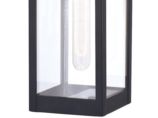 VAXCEL T0566 Kinzie 1 Light Dusk to Dawn Black Outdoor Wall Lantern Clear Glass