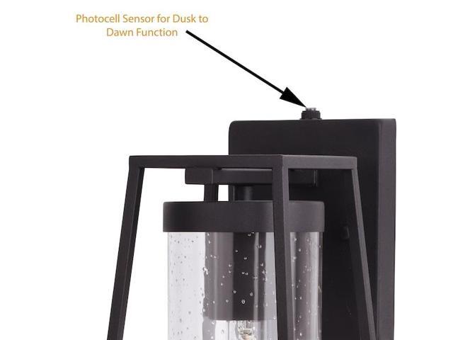 VAXCEL T0585 Nash 6.5-in Black Outdoor Modern Wall Lantern, Dusk to Dawn
