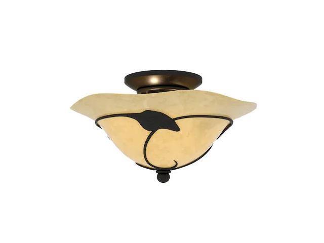 Vine 2L LED Black Rustic Semi Flush Ceiling Light or Fan Light Kit
