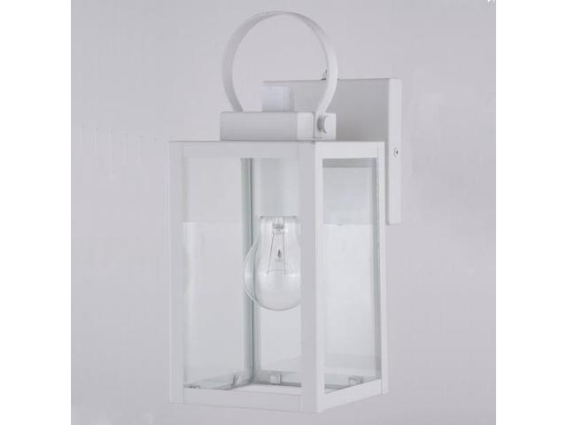 VAXCEL T0553 Medinah 1 Light Dusk to Dawn White Outdoor Wall Lantern Clear Glass